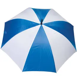 Golf Umbrella - Faux Wooden Handle Blue White Open